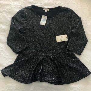 NWT Metallic Peplum Top